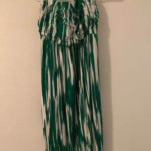 Green and white womens Soma strapless knee length